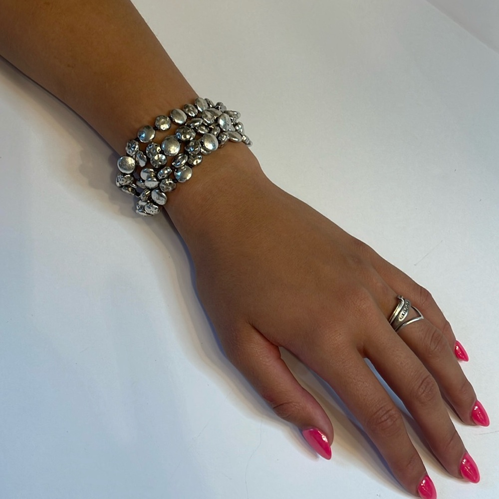 Beautiful Lucky Brand Multi strand silver toned bracelet